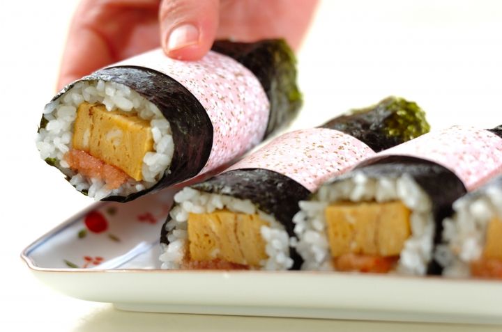 だし巻き卵と明太子の手巻き寿司の作り方1