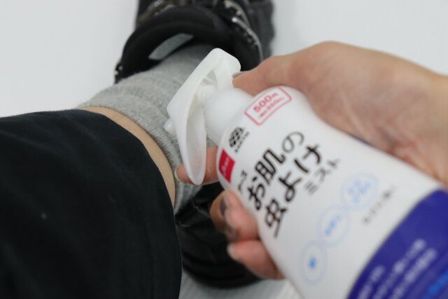 ダイソー アース お肌の虫よけミスト 使用例 足元