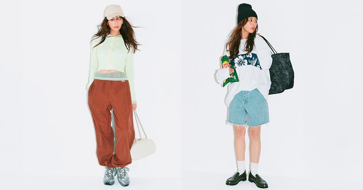 平成っぽいダボパンコーデとサーフルック