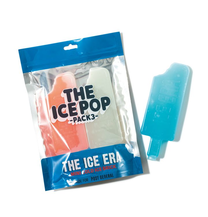 リアルなアイスキャンディ型の保冷剤は、ハードタイプで破れる心配がなく、ミニサイズで使い勝手もいい。白は蓄光色で、暗くなると発光するギミック付き！
