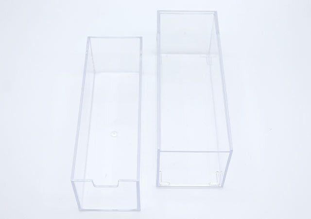 ダイソーのシンプルな重なる透明収納ケース（1段引き出し、6.6cm×18cm×7cm）