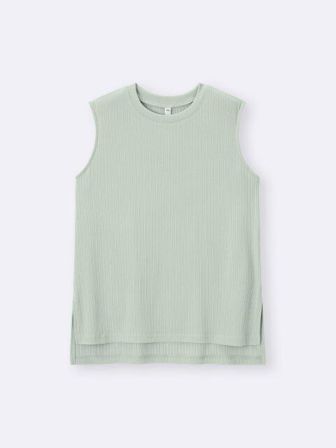 2025guレディース春夏セットアップリブスリットチュニック