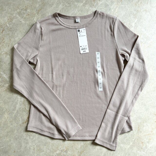 GU ソフトリブクルーネックT PINK