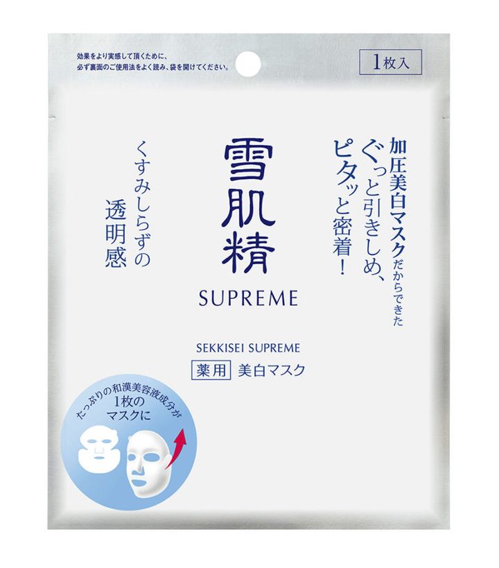 〈さっぱり〉 雪肌精シュープレム ホワイトリフト マスク ［医薬部外品］1枚 ￥550（編集部調べ）／コーセー