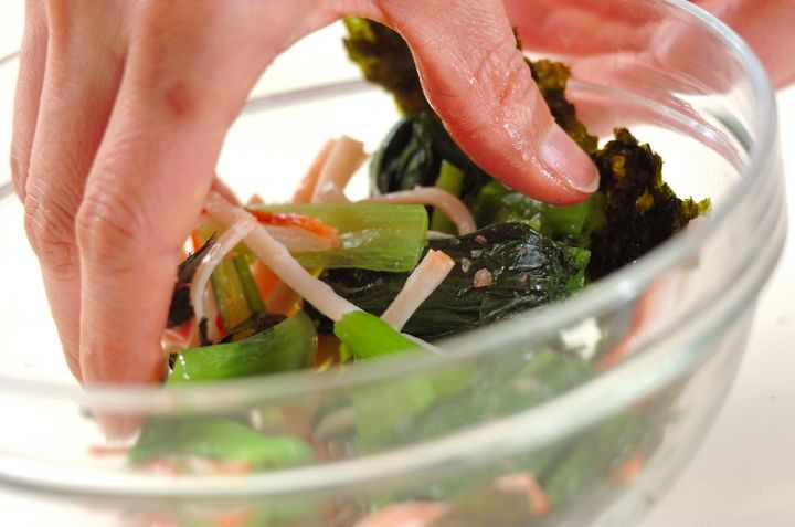 小松菜ののり和えの作り方1
