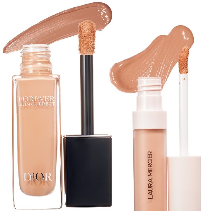 左：ディオールスキン フォーエヴァー スキン コレクト コンシーラー 3N, 右：ローラ メルシエ リアル フローレス ウェイトレス パーフェクティング コンシーラー 3W1