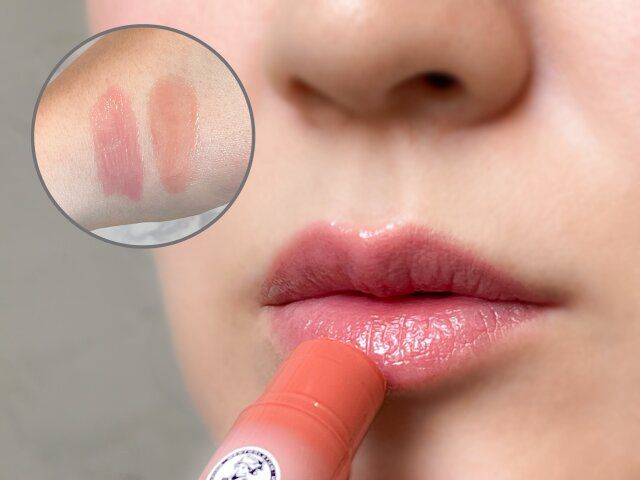 メンソレータム リップフォンデュ ヌードベージュ 唇に塗る