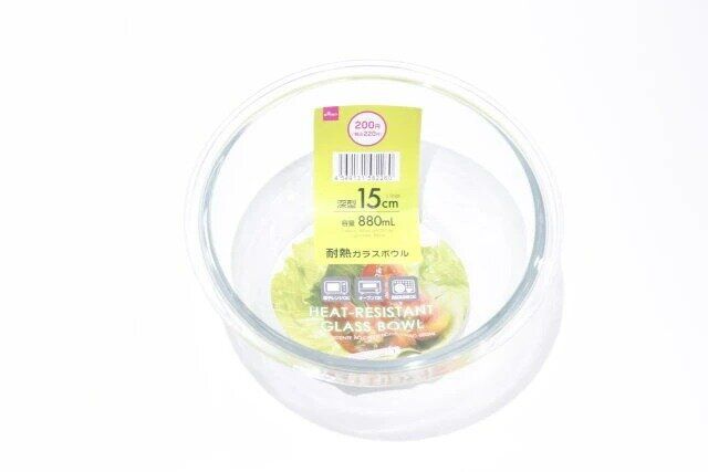 ダイソー 耐熱ガラスボウル（15cm、880ml） パッケージ