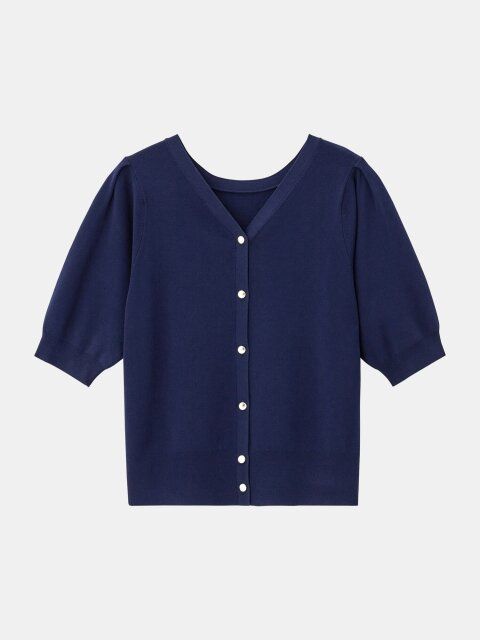 PLSTのUVカットレーヨンブレンド半袖2WAYカーディガン