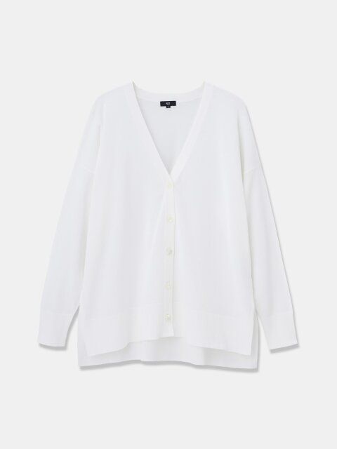 PLSTのコットンアセテートブレンドリラックスカーディガン