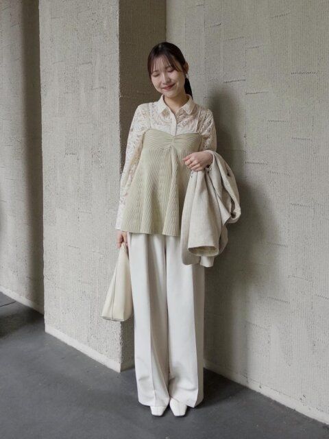 白ワイドパンツコーデ1