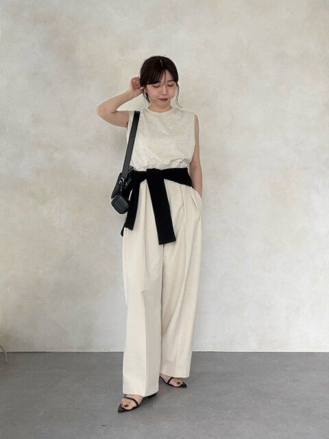 白ワイドパンツコーデ2