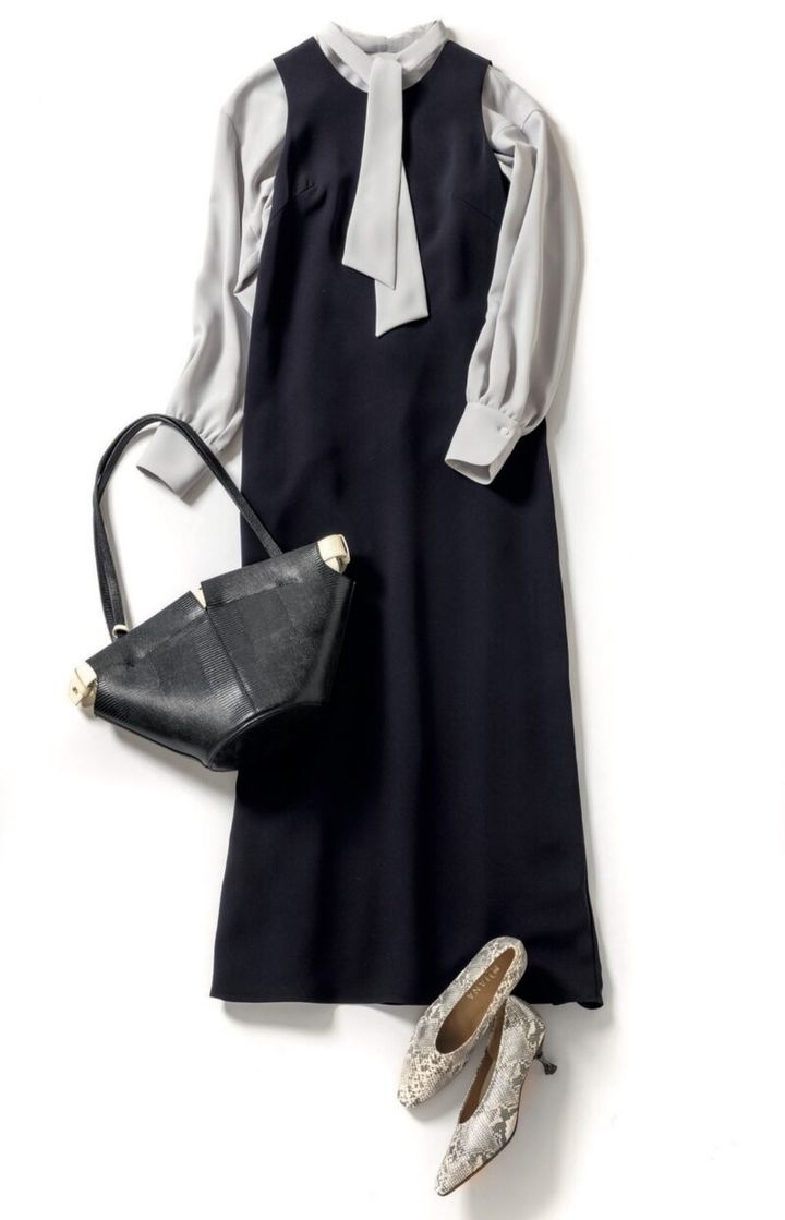 ネイビーワンピ着まわし