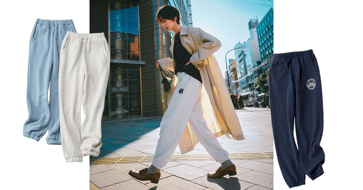 シールームリンとスポーティ＆リッチのスウェットパンツとライトグレーのスウェットを春アウターやローファーでオシャレに着こなす神山まりあさん