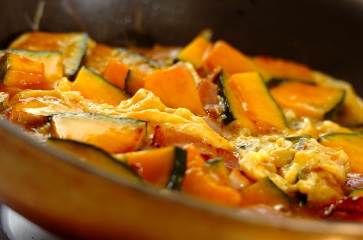 カボチャとベーコンの卵焼きの作り方2