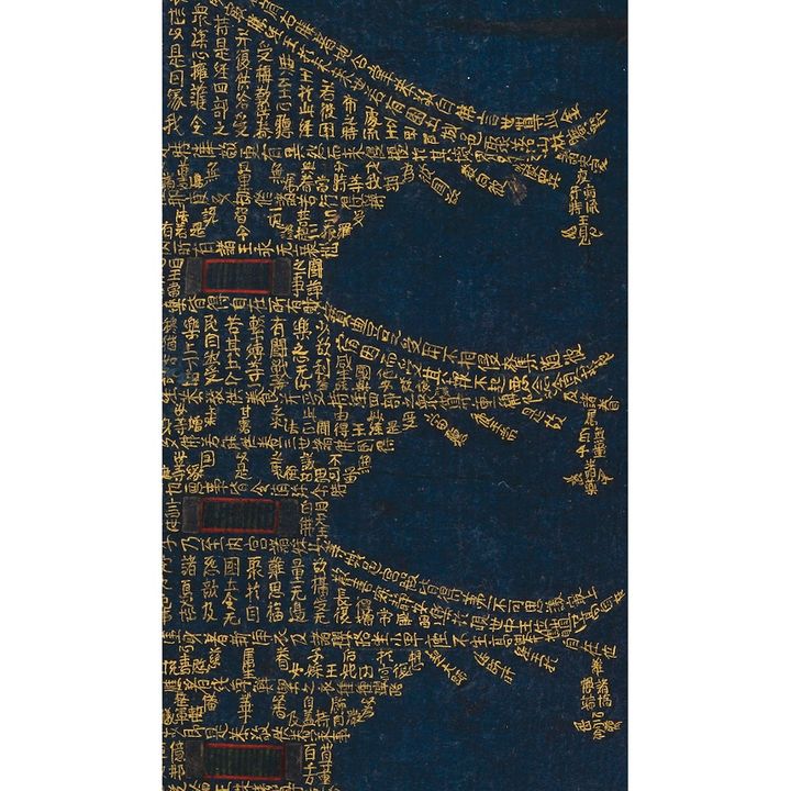 国宝 金光明最勝王経金字宝塔曼荼羅 第六幀（部分） 平安時代・12世紀 岩手・中尊寺大長寿院 