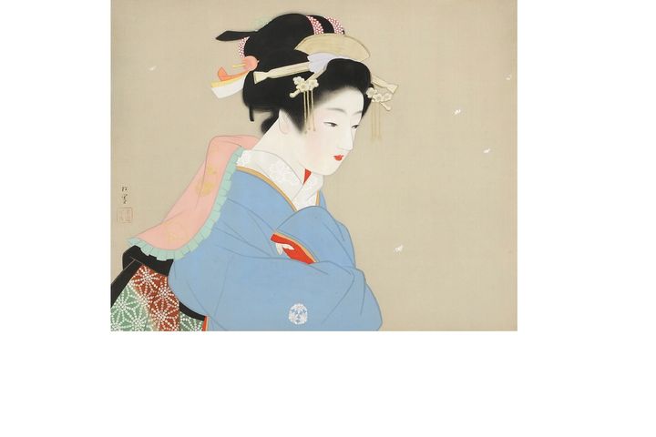 上村松園《庭の雪》