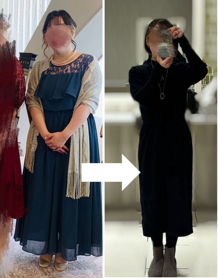 服のサイズは15号から9号にダウン。以前はサイズ感がむずかしかったネットでのショッピングも楽しめるように