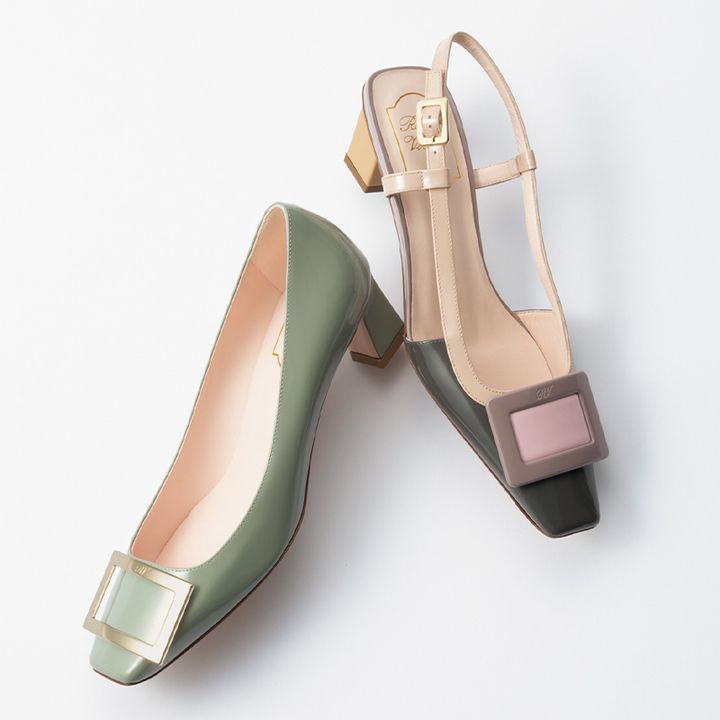 ロジェヴィヴィエの淡いカラーリングのローヒールパンプス