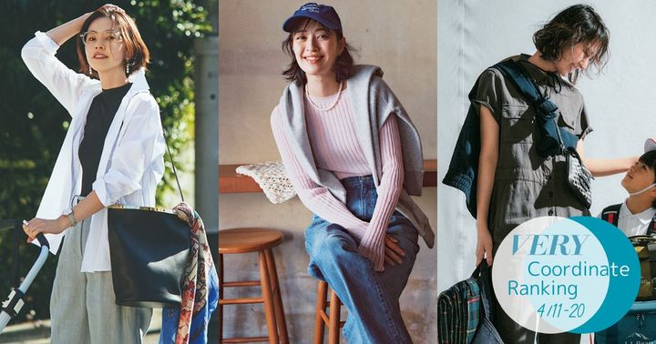 黒のカットソーとワイドパンツに白シャツを羽織ったコーデとキレイ色ニットとデニムのコーデと半袖オールインワンコーデ