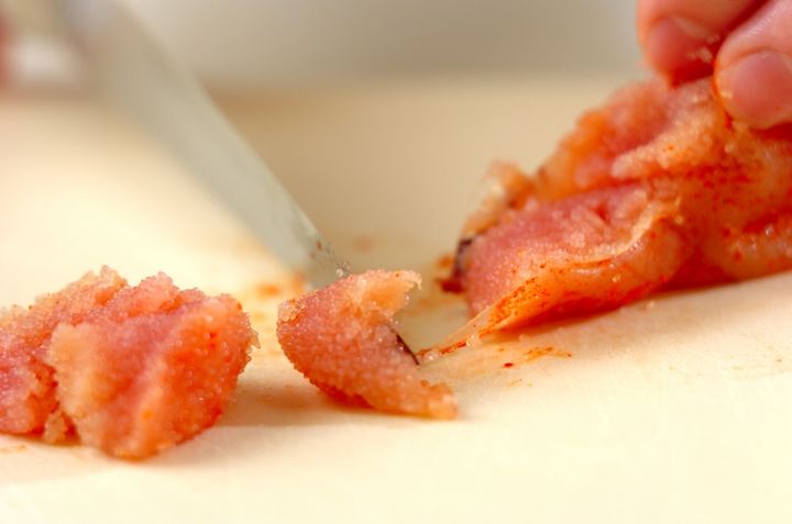 タケノコの明太子炒めの下準備1