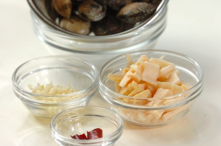 菜の花とタケノコの春パスタの下準備2