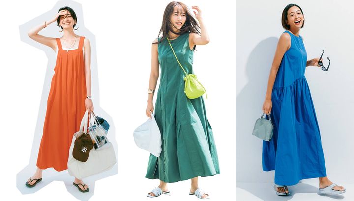 リゾートワンピコーデ3種コラージュ
