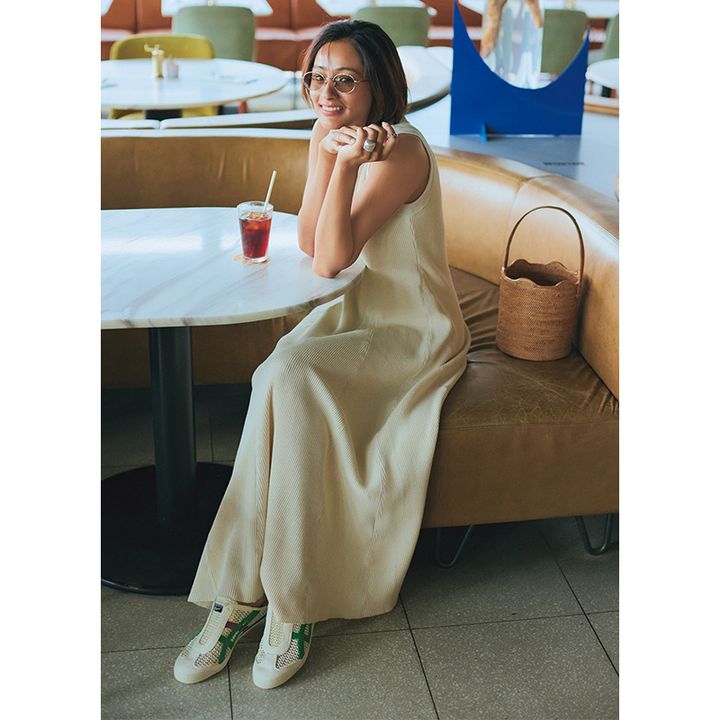 サーマル素材の フィット＆フレアワンピ