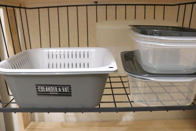 セリアのザル・バット ペアセット ダークGY5