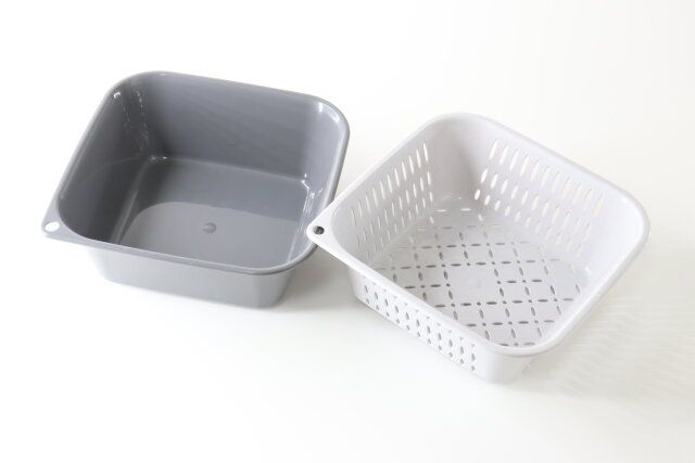 セリアのザル・バット ペアセット ダークGY3