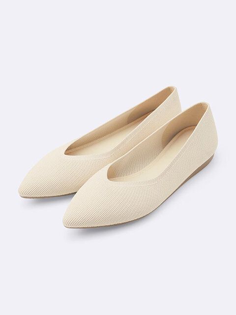 GU ウォッシャブルニットフラットシューズ OFF WHITE