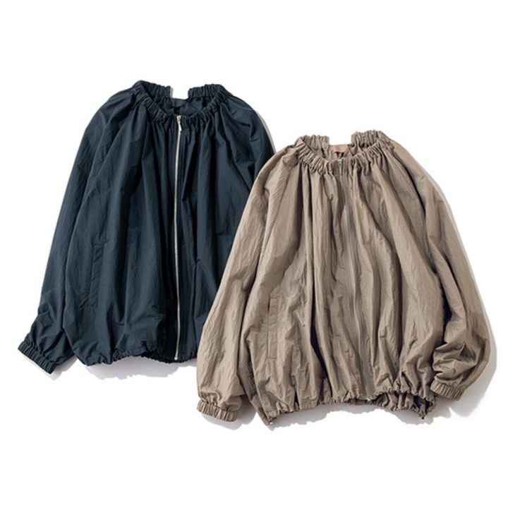 [THREE SQUARE]撥水コクーンギャザーブルゾン_ベージュ_色バリエ