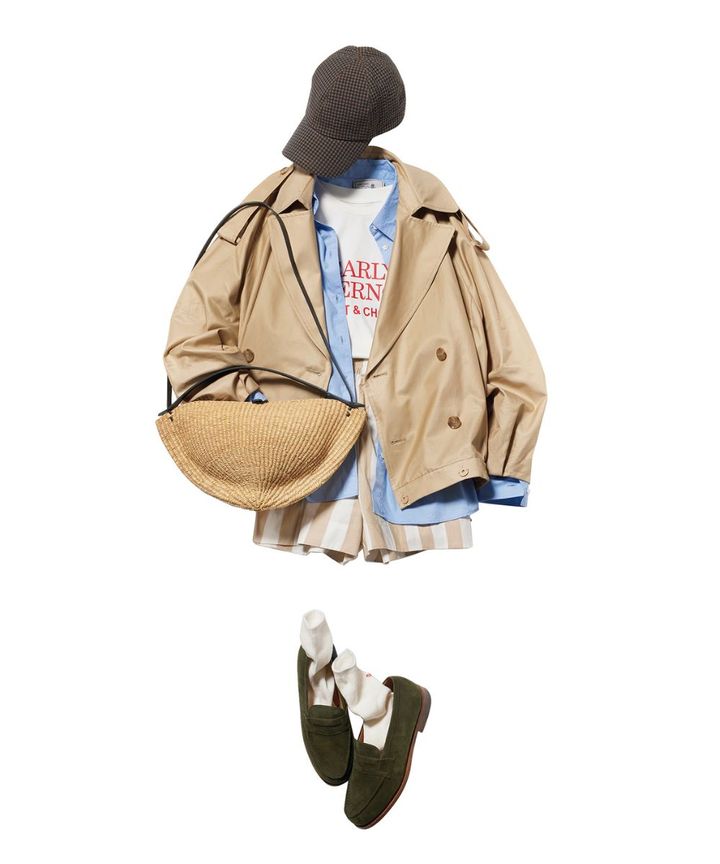 ユナイテッドアローズのチェックキャップをトラッドに合わせたコーディネート。