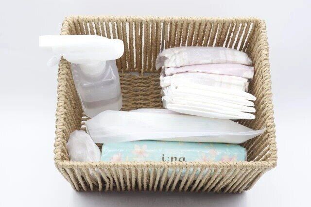 ダイソーの手編みFSCペーパー多機能収納（スリッパ対応）3