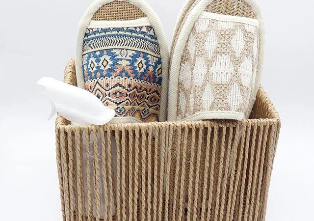 ダイソーの手編みFSCペーパー多機能収納（スリッパ対応）2