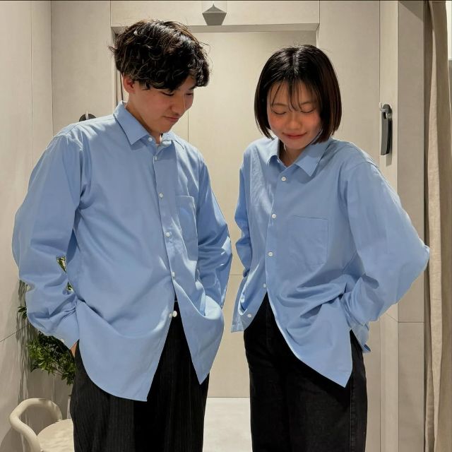 紳士 ポプリンレギュラーカラーシャツを着たコーデ