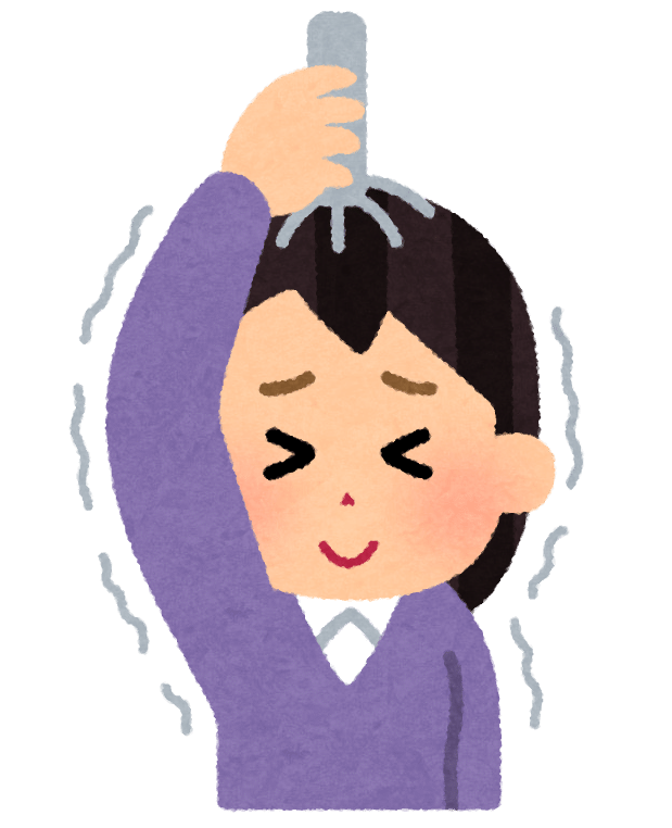 ヘッドマッサージャーを使う人のイラスト（くすぐったい） | かわいい ...