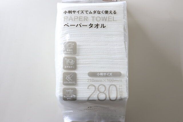 セリア ペーパータオル 小判サイズ 280枚 パッケージ