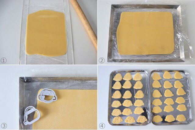 生地を伸ばし型抜きをする。