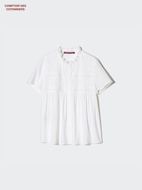 ユニクロのコットンフリルシャツ