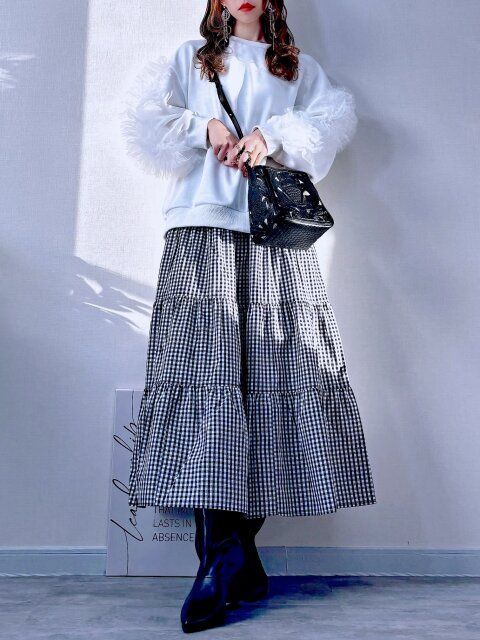 チュール付きのスウェット合わせ♡