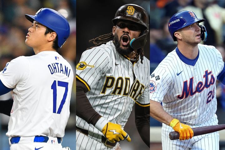 左から大谷翔平、フェルナンド・タティスJr.、ピート・アロンソ（C）Getty Images