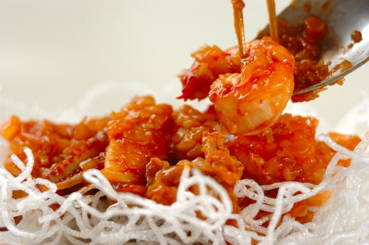 エビイカホタテの海鮮チリ炒めの作り方4