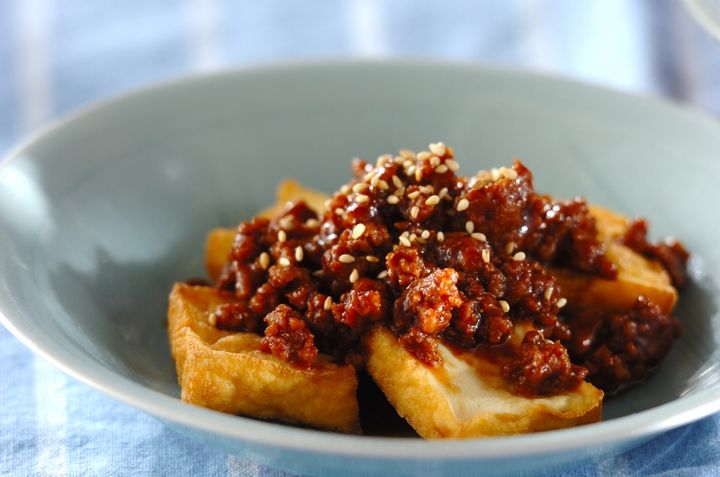 厚揚げの肉みそがけ