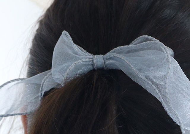 リボンポニー（オーガンジー、モノトーン） 装着