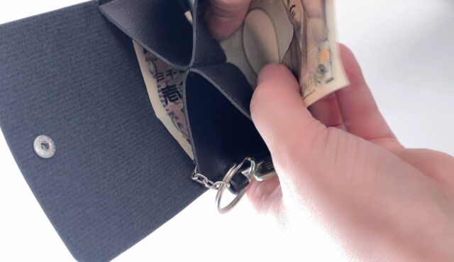 ダイソーのレザー調マルチウォレットケースにお札を収納