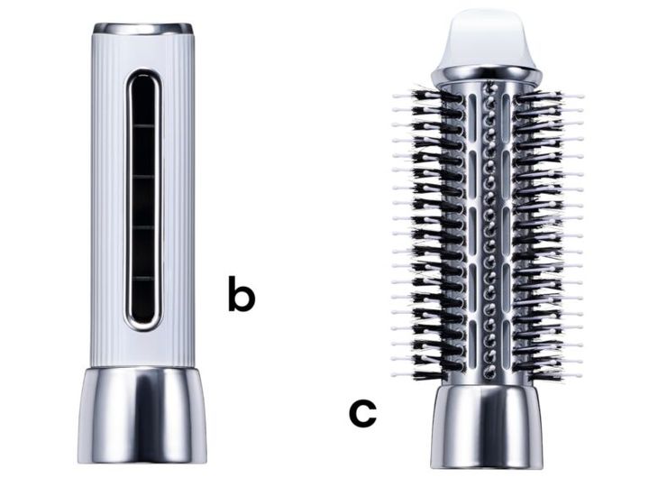 b ドライ c カールブラシ