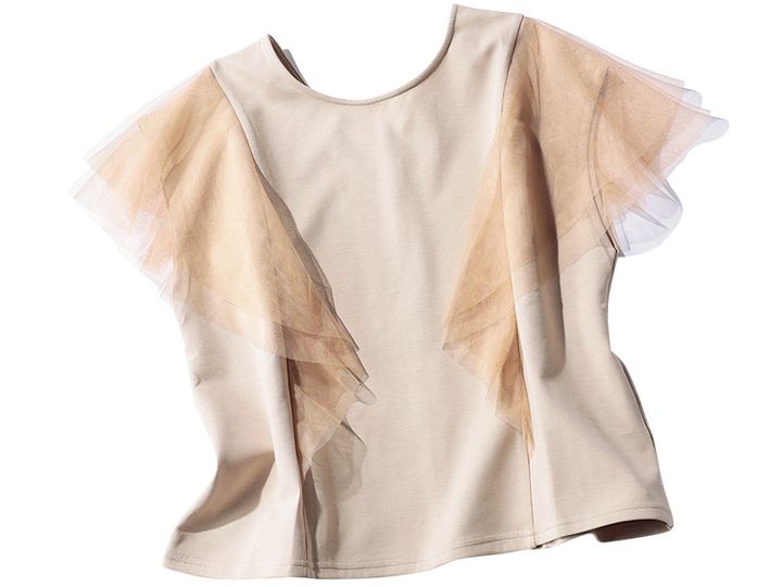 ティティベイトの丸首とVネックで前後2wayで着られるトップス