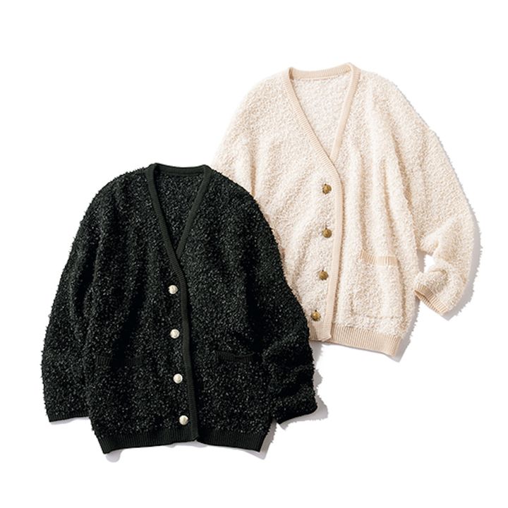 [THREE SQUARE]テープヤーンニットカーディガン色バリエ