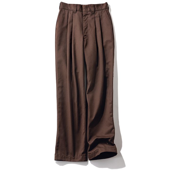 ザシンゾーンのブラウンタックワイドパンツ